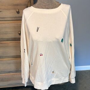 Lou & Grey Cream embellished winter crewneck sweatshirt